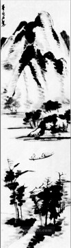斉白石 Painting - 斉白石孤独な船の古い中国のインク
